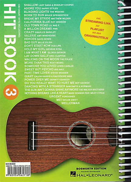 Hitbook 3 - 100 Charthits für Ukulele, Songbook, Melodie Text und Akkorde Inhalt