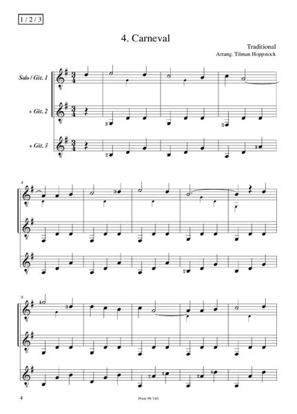 Hoppstock, Tilman: Italian for beginners for 1-3 guitars, easy - Musical journeys for children and adults Volume 3, sheet music sample