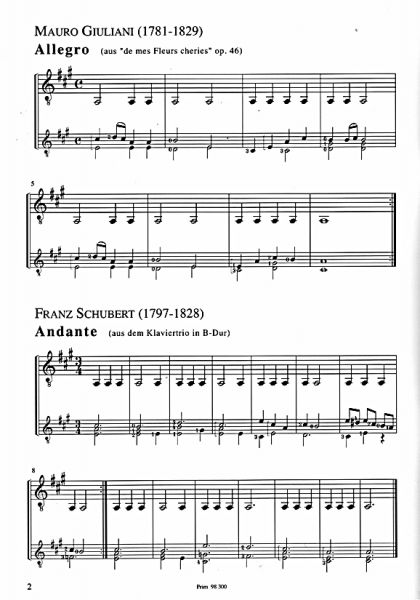 Hoppstock, Tilman: Leersaitenstücke mit berühmten Meistern, sehr leicht, Noten für Gitarre solo, mit Lehrerstimme Beispiel