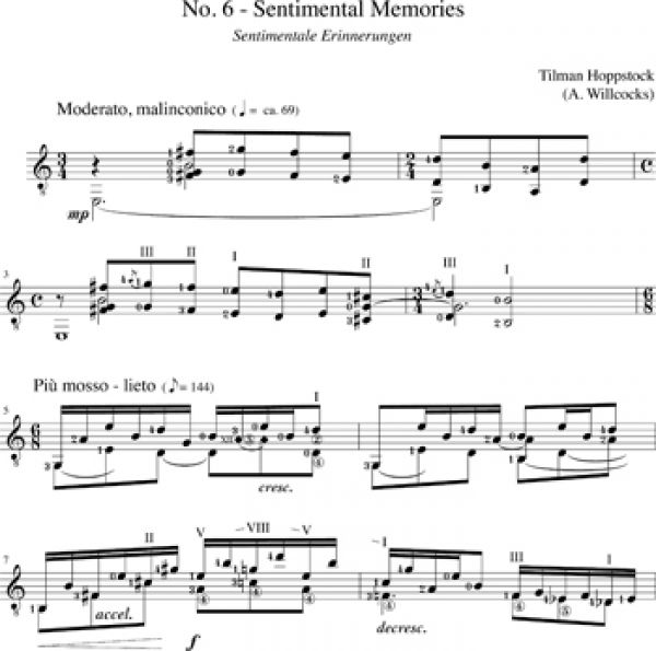 Hoppstock, Tilmann (Willcocks, Allan): 12 impressionistic Sketches for guitar, sheet music example 2