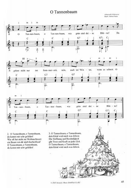 Hübner, Thomas and Steitz, Tilman: Gitarrespielen zur Weihnachtszeit, Christmas Carols for guitar, sheet music sample