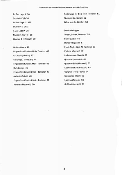 Im Fokus: Lagenspiel - Position Studies, Guitar Technique and Repertoire, sheet music content