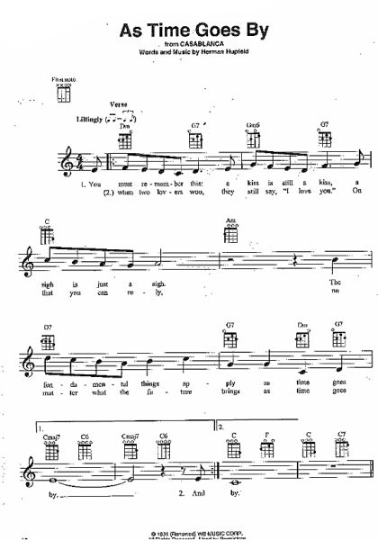 Jazz Standards for Ukulele, Songbook, Melodie, Text, Akkorde Beispiel