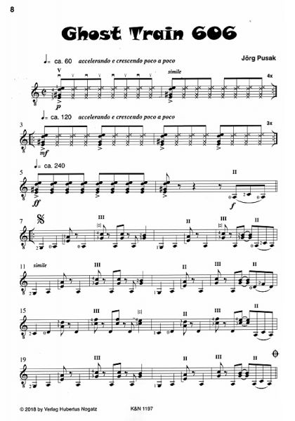 Pusak, Jörg, Kinast, Rainer: On the Railroad - 7 intermediate guitar solos, sheet music sample