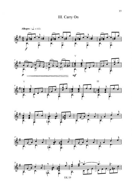 Kindle, Jürg: Crossroads for guitar solo, sheet music sample