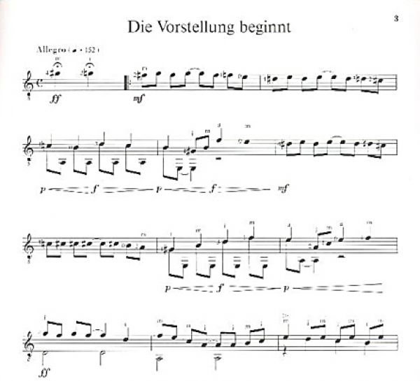 Kindle, Jürg: Manege frei - Circus Suite for Guitar solo, sheet music sample