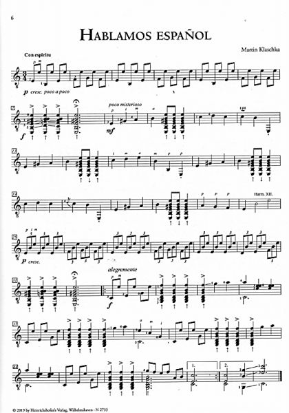 Klaschka, Martin: Suite Facile Espanola for Guitar solo, sheet music sample