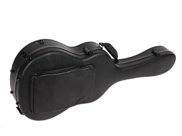 Guitar case for classical guitars, glas fibre, with synthetic leather cover black