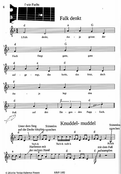 Kotucha, Matthias: Aber bitte jetzt Bässe! Easy pieces on the bass-strings for guitar solo, sheet music sample