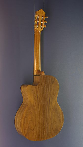 Lacuerda 65 N CUT, Konzertgitarre mit Tonabnehmer, Cutaway und massiver Fichtendecke, klassische Gitarre, Rückseite