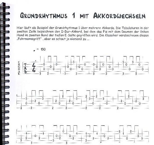 Lämmerhirt, Werner: Das Große Liederbuch für Fingerstyle Gitarre solo in Tabulatur Beispiel