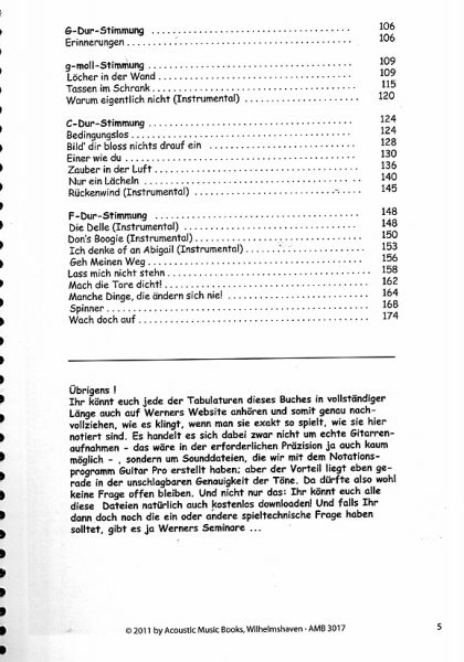 Lämmerhirt, Werner: Das Große Liederbuch, Songbook for solo Fingerstyle Guitar in Tablature content