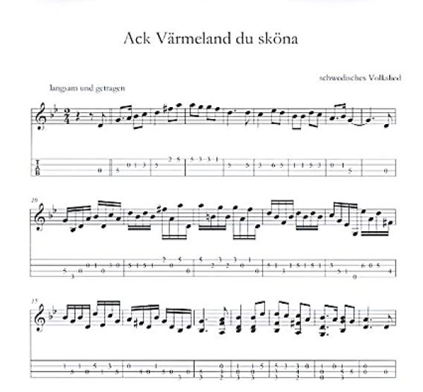 Landau, Hans W.F.: Romantische Melodien für Mandoline solo, Noten und Tabulatur Beispiel