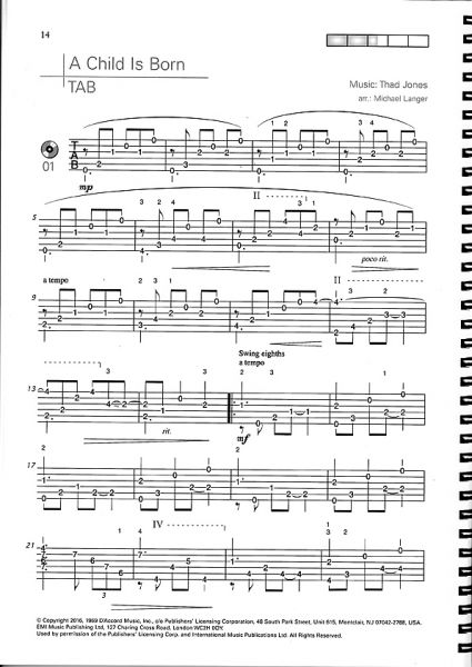 Langer, Michael: Acoustic Jazz Guitar Solos, sheet music, sample tablature