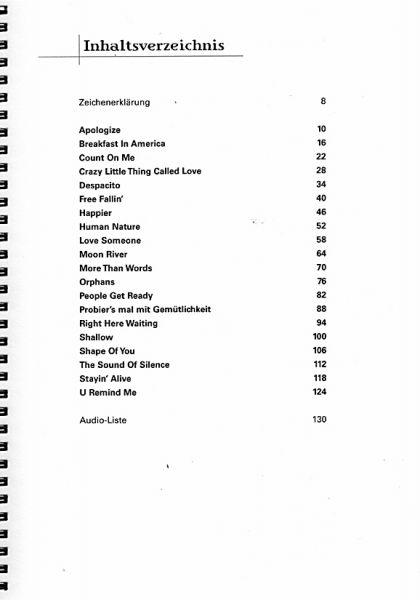 Langer, Michael: Acoustic Pop Guitar Solos Bd. 5 für Gitarre solo und Songbook für Begleitung, Noten und Tabulatur Inhalt