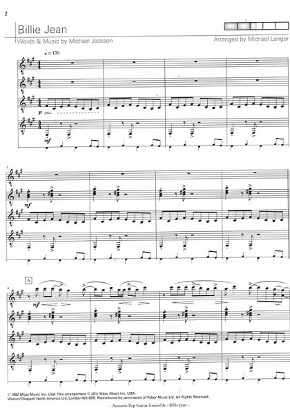 Langer, Michael / Jackson, Michael: Billie Jean for 4 Guitars, sheet music