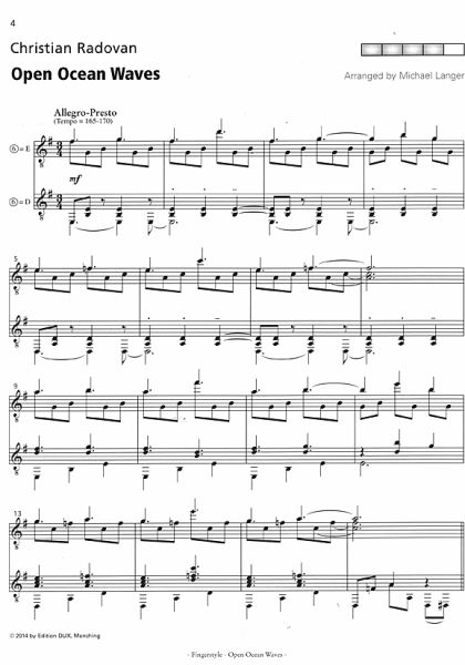 Langer, Michael / Radovan, Christian: Open Ocean Waves for 2 guitars, sheet music sample