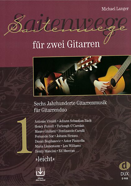 Langer, Michael: Saitenwege for 2 guitars volume 1, sheet music for guitar duo (+ online audio)