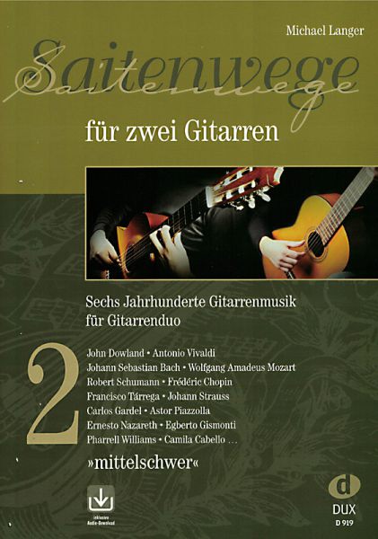 Langer, Michael: Saitenwege for 2 guitars volume 2, sheet music for guitar duo (+ online audio)