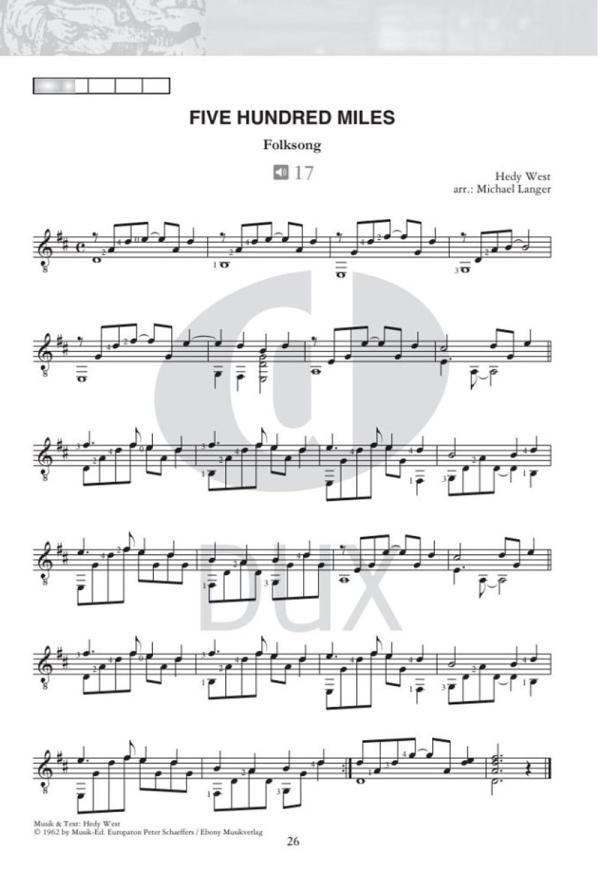 Saitenwege nach Nordamerika Vol.1 by Michael Langer, Fingerstyle for classical guitar solo, sheet music with online access, sample