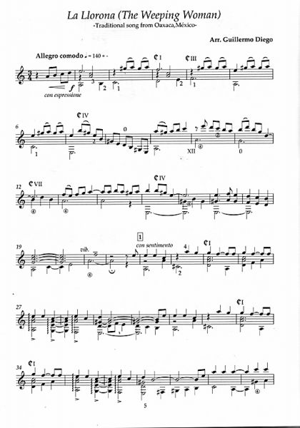 Latin American Folk Music for Classic Guitar, Gitarre solo Noten Beispiel