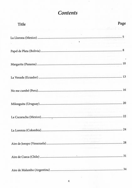 Latin American Folk Music for Classic Guitar, Gitarre solo Noten Inhalt