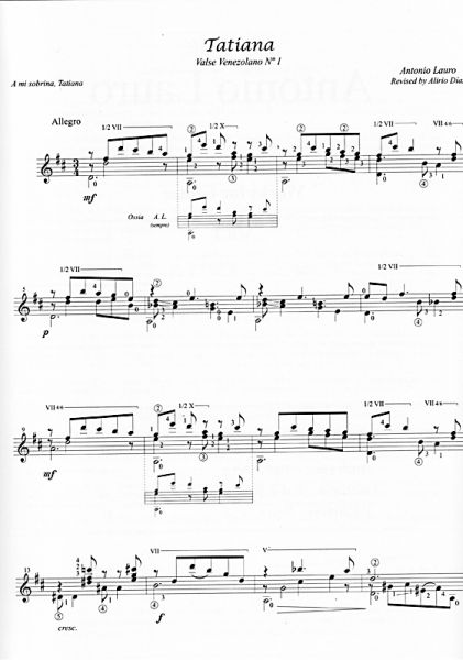 Lauro, Antonio: Works for Guitar Vol.1, Valses Venezolanos, Tatiana, Andreina, Natalia, Yacambu, guitar solo sheet music sample