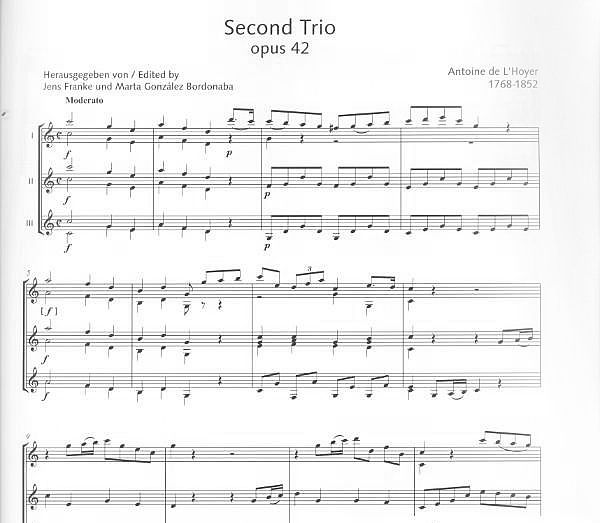 L`Hoyer, Antoine de: Second Trio op. 42 für 3 Gitarren, Noten für Gitarrentrio Beispiel