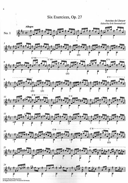 Lhoyer, Antoine de: 6 Exercices op.27, Guitar solo sheet music sample