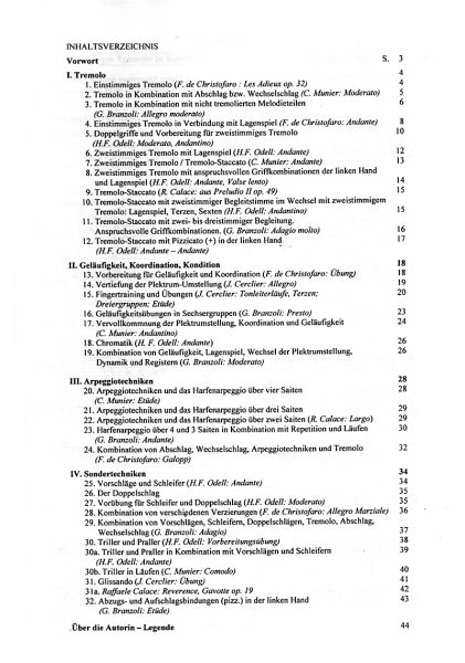 Highlights der Romantischen Etüdenliteratur - of the Romantic Studies Volume 1 for Mandolin, sheet music content