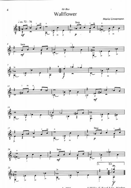 Linnemann; Maria. My Beautiful Country, pieces for solo guitar, sheet music sample