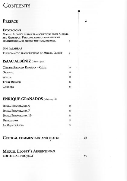 Llobet, Miguel: Guitar Works Vol. 7, Albeniz und Granados, Solo transcriptions IV, Evocations, Guitar solo sheet music content