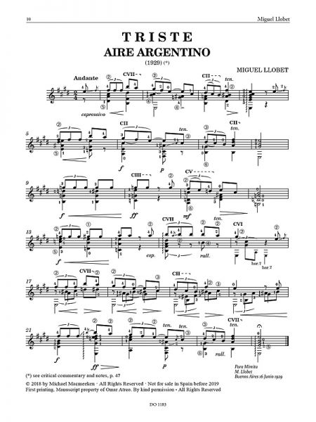 Llobet, Miguel: Complete Works for Solo Guitar Vol. 3: Argentina, Technical Studies, sheet music sample