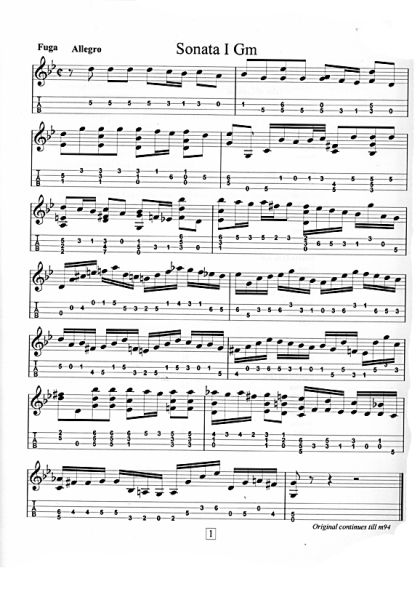 Bach, Johann Sebastian: Violin-Sonatas and Partitas für Mandoline solo, Noten und Tabulatur, ed. Mike Marshall  Beispiel
