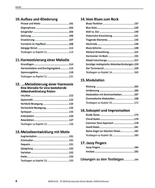 Meffert, Wolfgang: Harmonielehre endlich verstehen Band 2, Inhaltsverzeichnis Seite 2