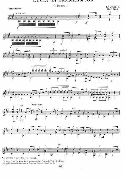Mertz, Johann Kaspar: Guitar Works Vol. 10, Opern Revue, Edition Simon Wynberg, Noten für Gitarre solo Beispiel