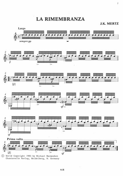 Mertz, Johann, Kaspar: Guitar Works Vol. 2,  Unpublished Works, sheet music sample