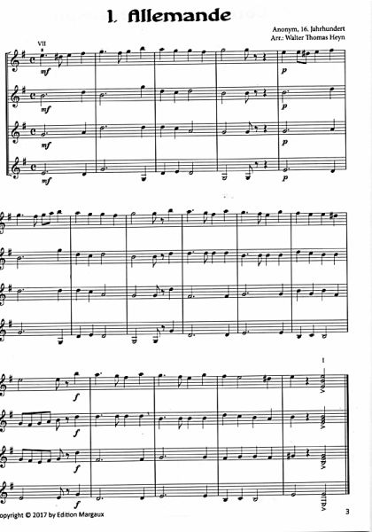 Music from Luther's time arranged for 4 guitars or guitar ensemble, sheet music sample