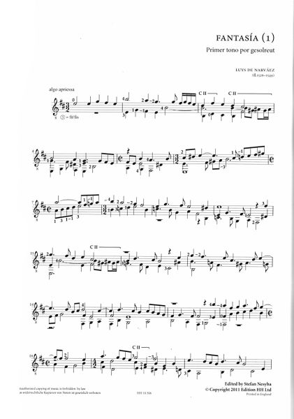 Narvaez, Luys de: Vihuela Music from los seys libros del Delphin, arr.: Stefan Nesyba for guitar solo, sheet music sample