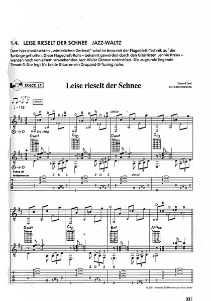 Nünning. Eddie: Groovin` Christmas, Weihnachtslieder für Gitarre solo und Duo, Noten und Tabulatur Beispiel