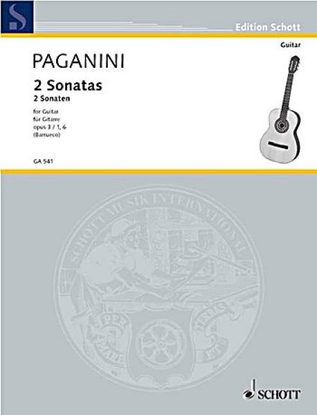 Paganini, Niccolo: 2 Sonatas op.3,1 und op.3,6, Bearb. Manuel Barrueco, Gitarre solo Noten