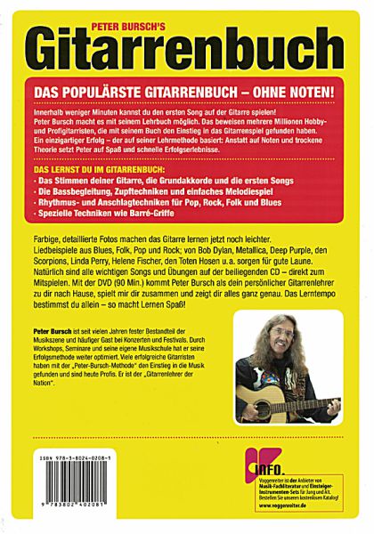 Bursch, Peter: Peter Bursch`s Gitarrenbuch Band 1, Gitarrenschule für Liedbegleitung ohne Noten, + DVD und CD