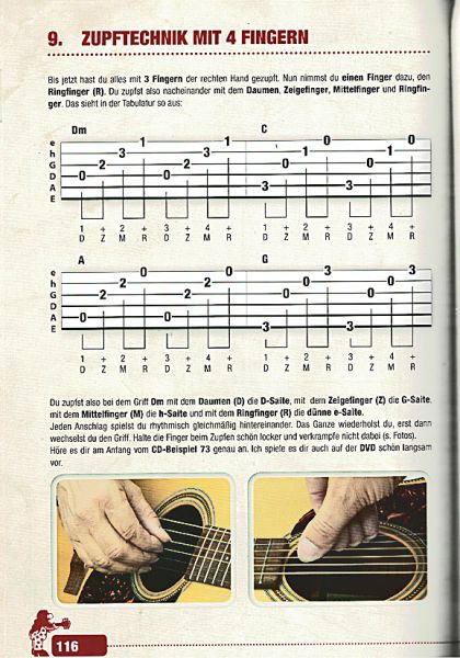 Bursch, Peter: Peter Bursch`s Gitarrenbuch Band 1, Gitarrenschule für Liedbegleitung ohne Noten, + DVD und CD Beispiel