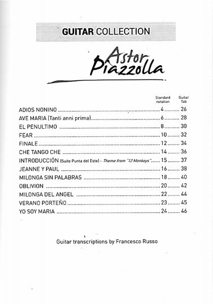 Piazzolla, Astor: Guitar Collection für Gitarre solo, Noten Inhalt