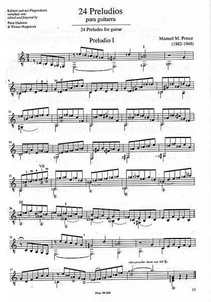Ponce, Manuel Maria: 24 Preludios - Urtext for guitar solo, sheet music sample