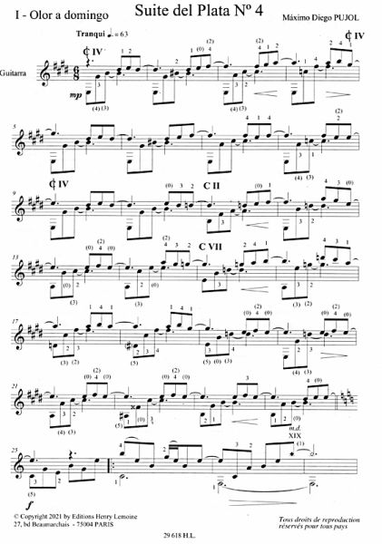 Pujol, Maximo Diego: Suite del Plata Nr. 4, guitar solo sheet music sample