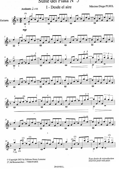 Pujol, Maximo Diego: Suite del Plata No. 5, Guitar solo sheet music sample