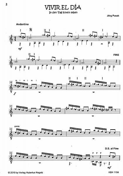 Pusak, Jörg, Kinast, Rainer: La Magia de la Guitarra Vol. 1 for Guitar solo, sheet music sample