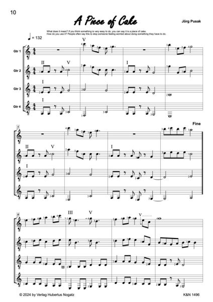 Jörg Pusak Roque Four for four guitars or guitar ensemble, sheet music sample