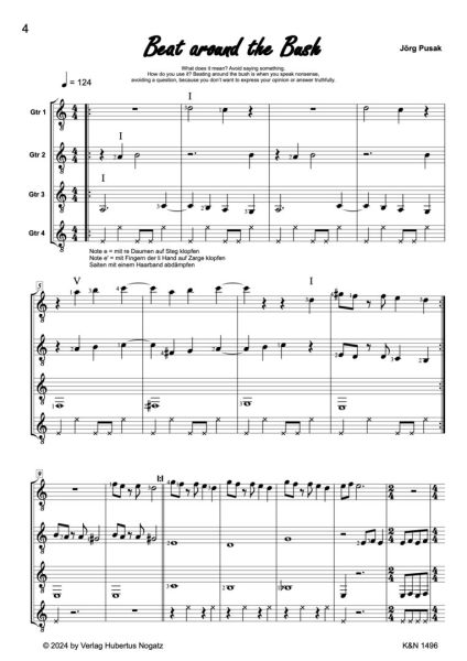 Jörg Pusak Roque Four for four guitars or guitar ensemble, sheet music sample